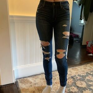 2/$25.00. AEO high rise distressed jegging size 0